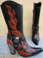 New Rock Westernstiefel Amidala schwarz / orange