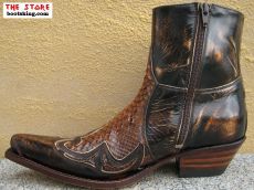 Oklahoma braun-beige geb�rstet/Python braun mit Rei�verschu�