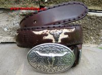 Sendra Belt brown with Python appliqu and Buckle