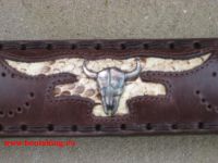 Sendra Belt brown with Python appliqu and Buckle