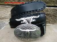 Sendra Belt black with Python appliqu and Buckle