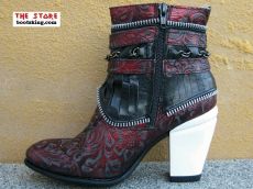 New Rock Westernstiefelette Talitha rot schwarz