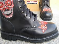 New Rock Boot Crispin schwarz rot