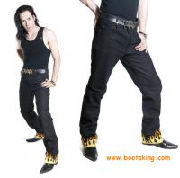 Lederhose Nubuck schwarz mit Flammen