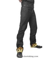 Lederhose Nubuck schwarz mit Flammen