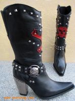 New Rock Westernstiefel Adonara schwarz / rot