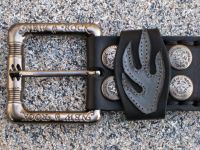 New Rock Grtel schwarz/silbern mit Conchas