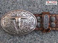 Sendra Grtel braun geprgt mit Pythonleder und Schnalle