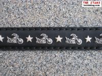 New Rock Grtel schwarz mit Sternen und Motorrdern