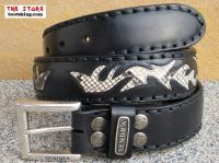 Sendra Belt black with Python Appliqu