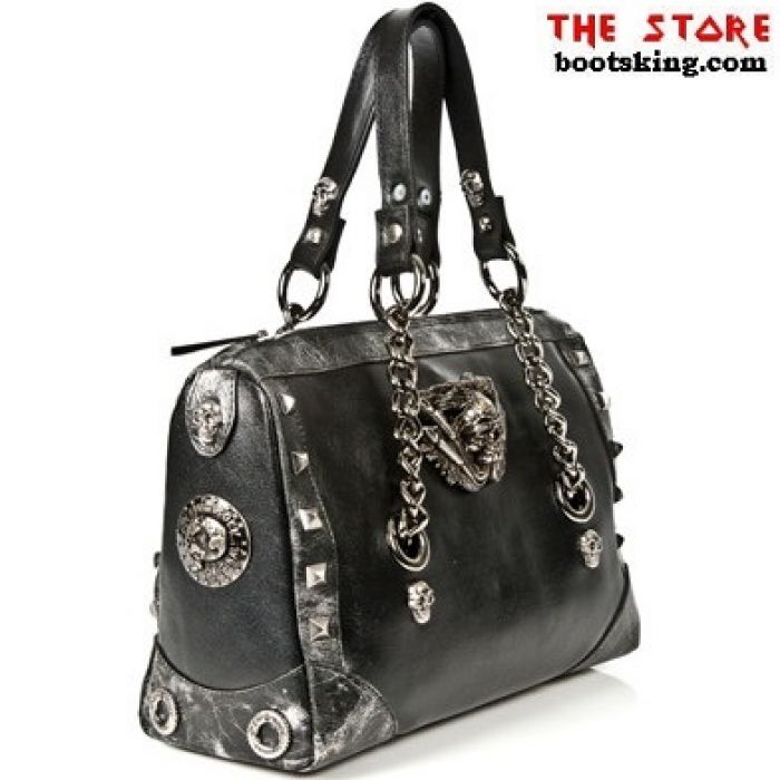 New Rock Boots gripsack M.BAG017 C1 10 handbag purse pocket book bag army catchall jacket pocket chequers checked pattern red white black stars starry tartan pattern