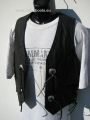 Nubuck leather vest with side laces and 4 conchas