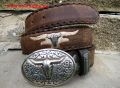 Sendra Belt tan with Python appliqu and Buckle