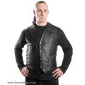 Black leather vest with side laces nappa