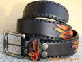 New Rock Belt black/red with Conchas