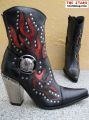 New Rock Westernstiefelette Curacao schwarz / rot