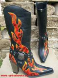 New Rock Westernstiefel Amidala schwarz / rot