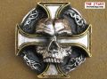 Pagan Grtelschnalle Skull & Cross gold