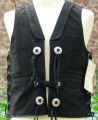 leather vest with side laces nubuck with 4 conchas collar